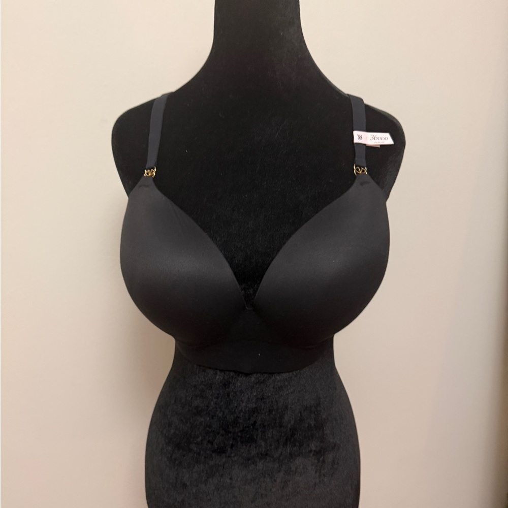 Victoria's Secret Black T-Shirt Bra with Gold Accents
